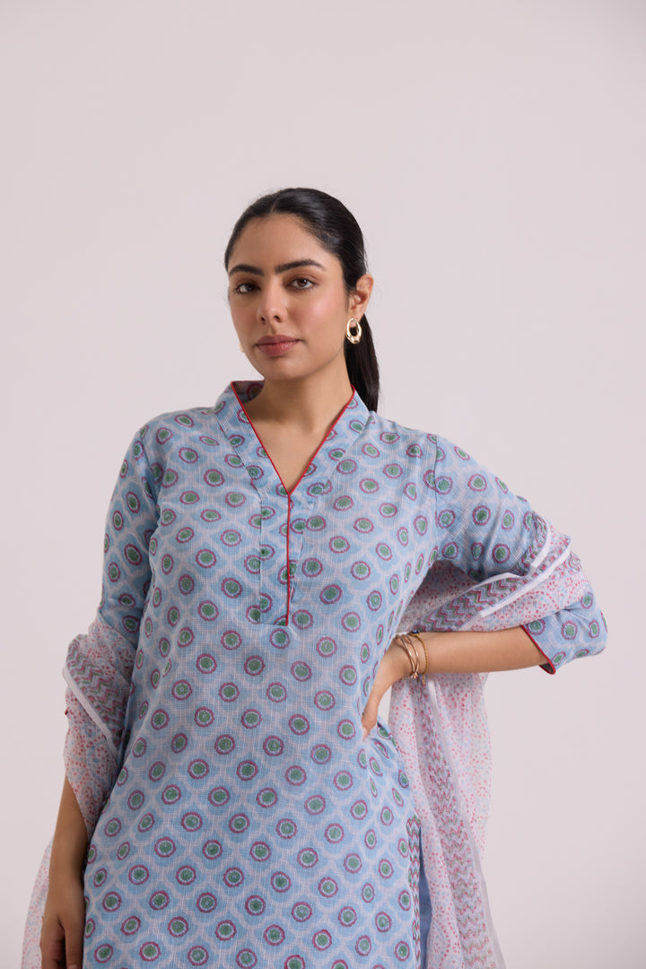 फूलWARI Light Blue Kota Doria Set of 3