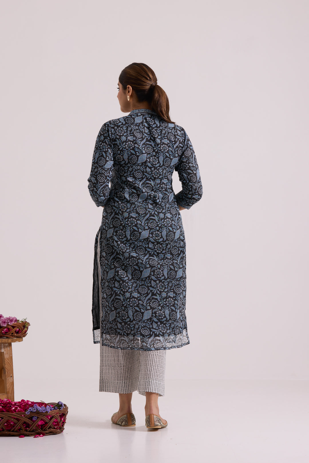 फूलWARI Black & Blue Kota Doria Set of 3