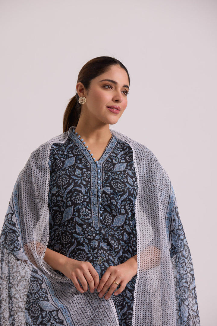 फूलWARI Black & Blue Kota Doria Set of 3