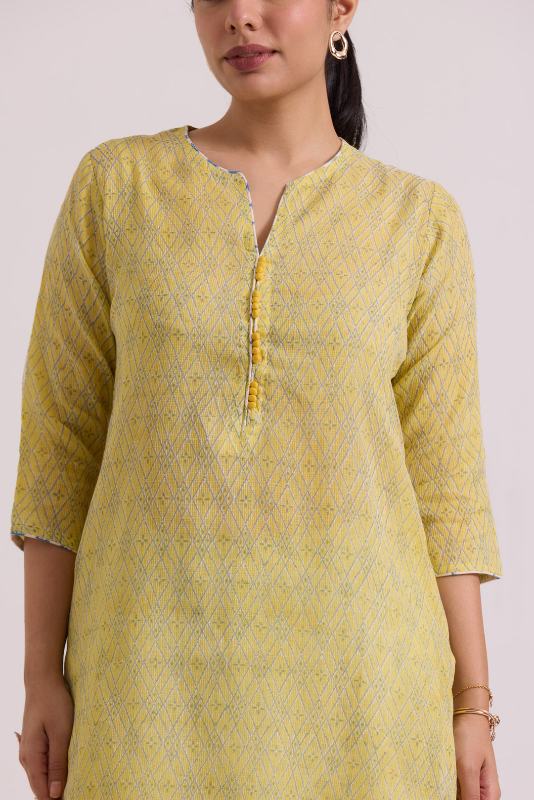 फूलWARI Yellow Jaal Kota Doria Set of 3