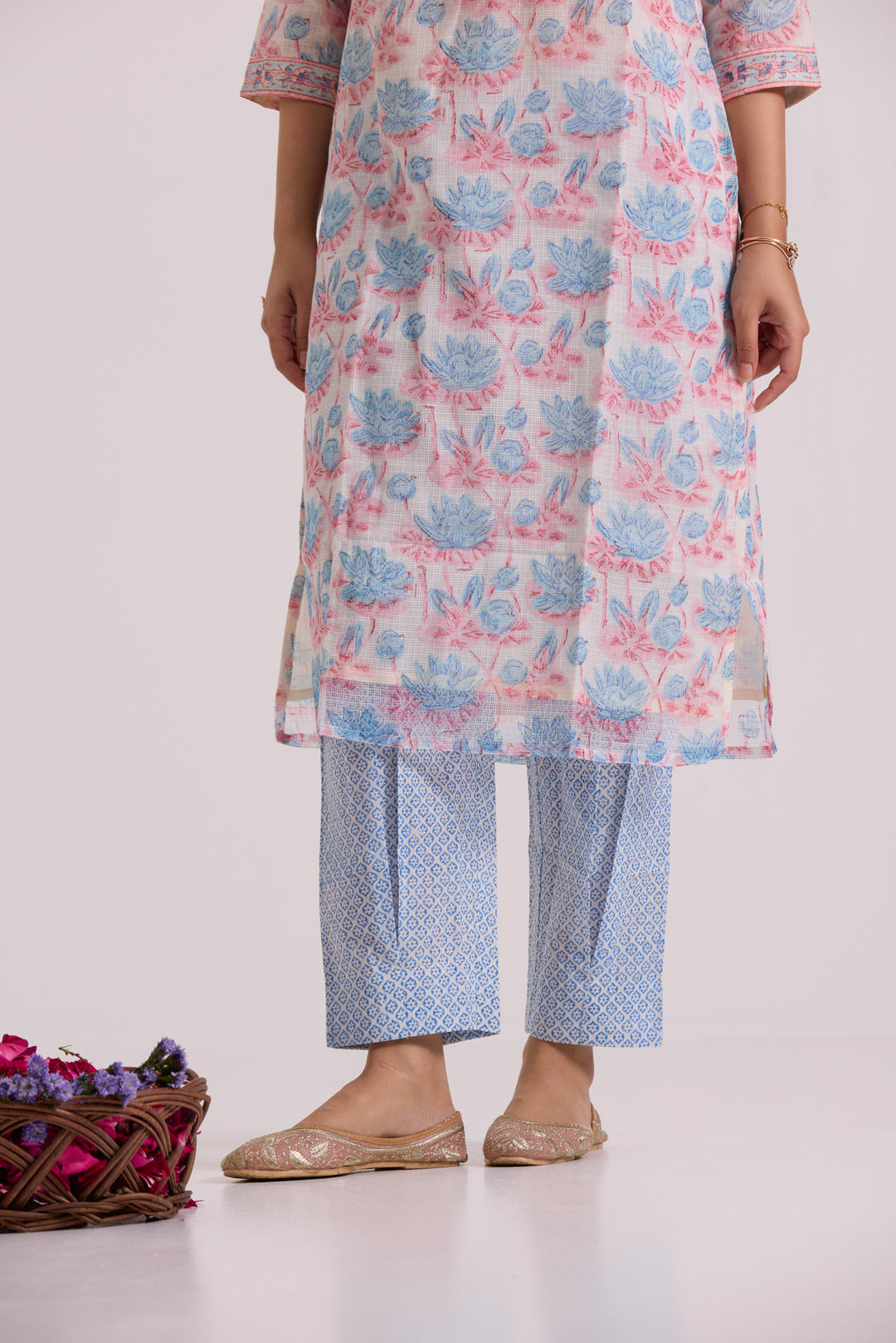 फूलWARI White Lotus Kota Doria Set of 3