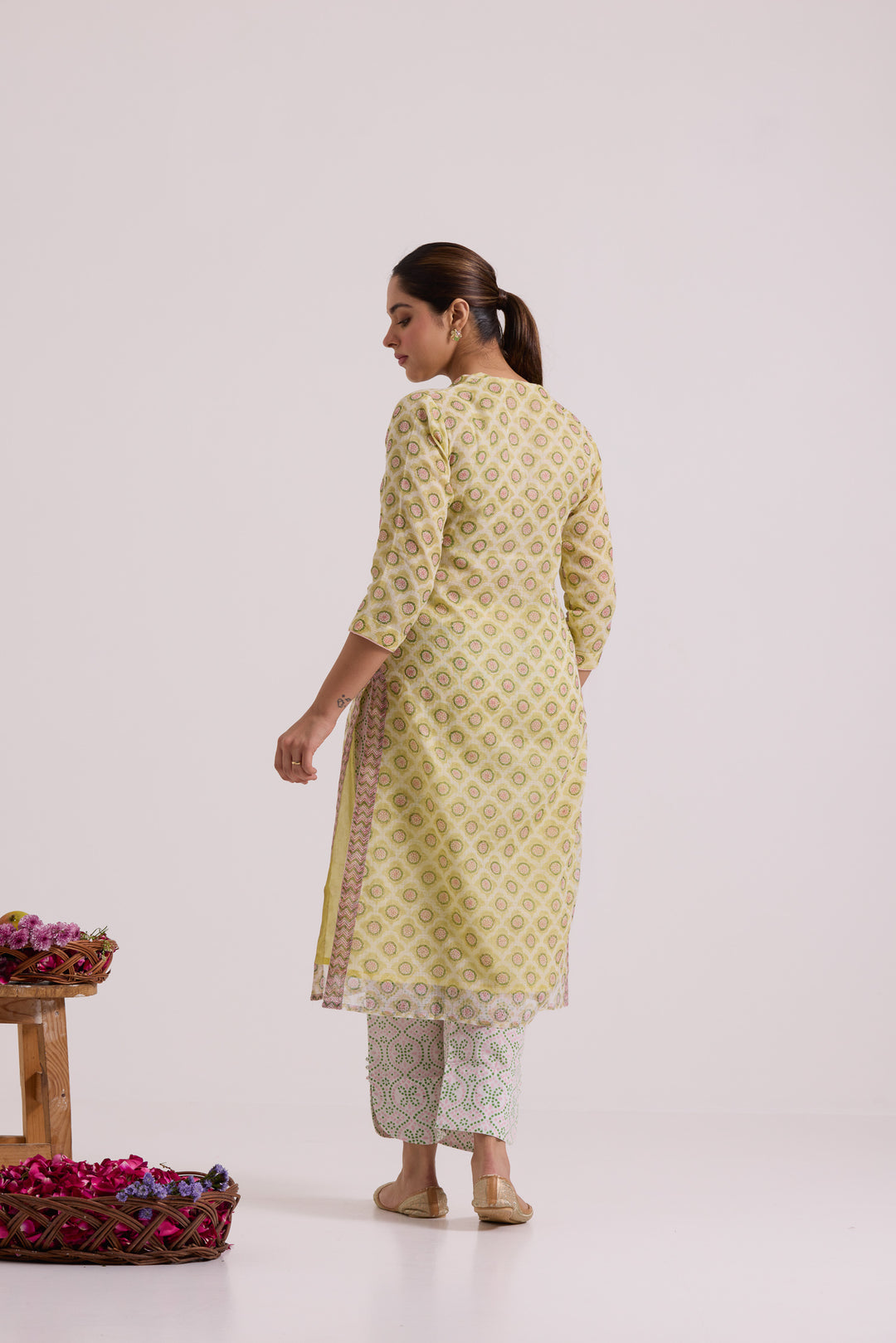 फूलWARI Olive Kota Doria Set of 3