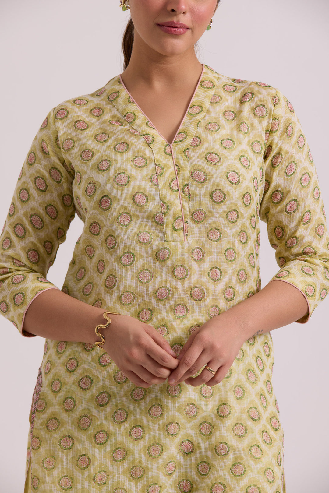 फूलWARI Olive Kota Doria Set of 3