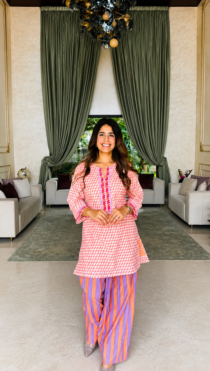 Rangmela Orange Cotton Silk Co-ord Set of 2