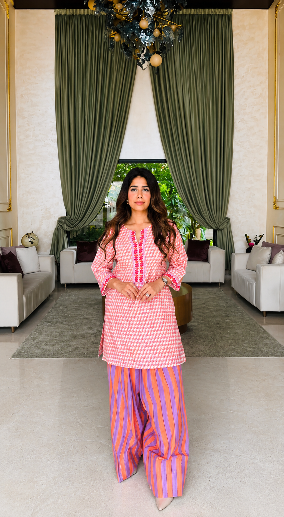 Rangmela Orange Cotton Silk Co-ord Set of 2