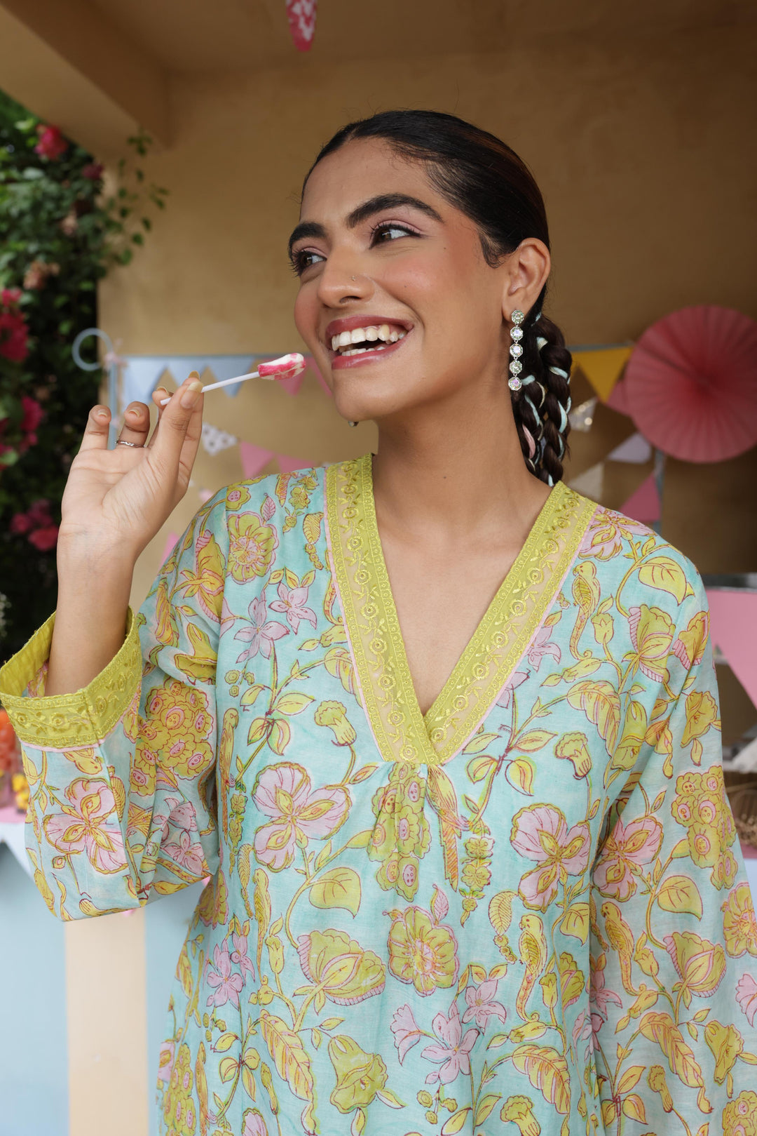 Cotton Candy Light Blue Chanderi Mulmul Kurta set of 3