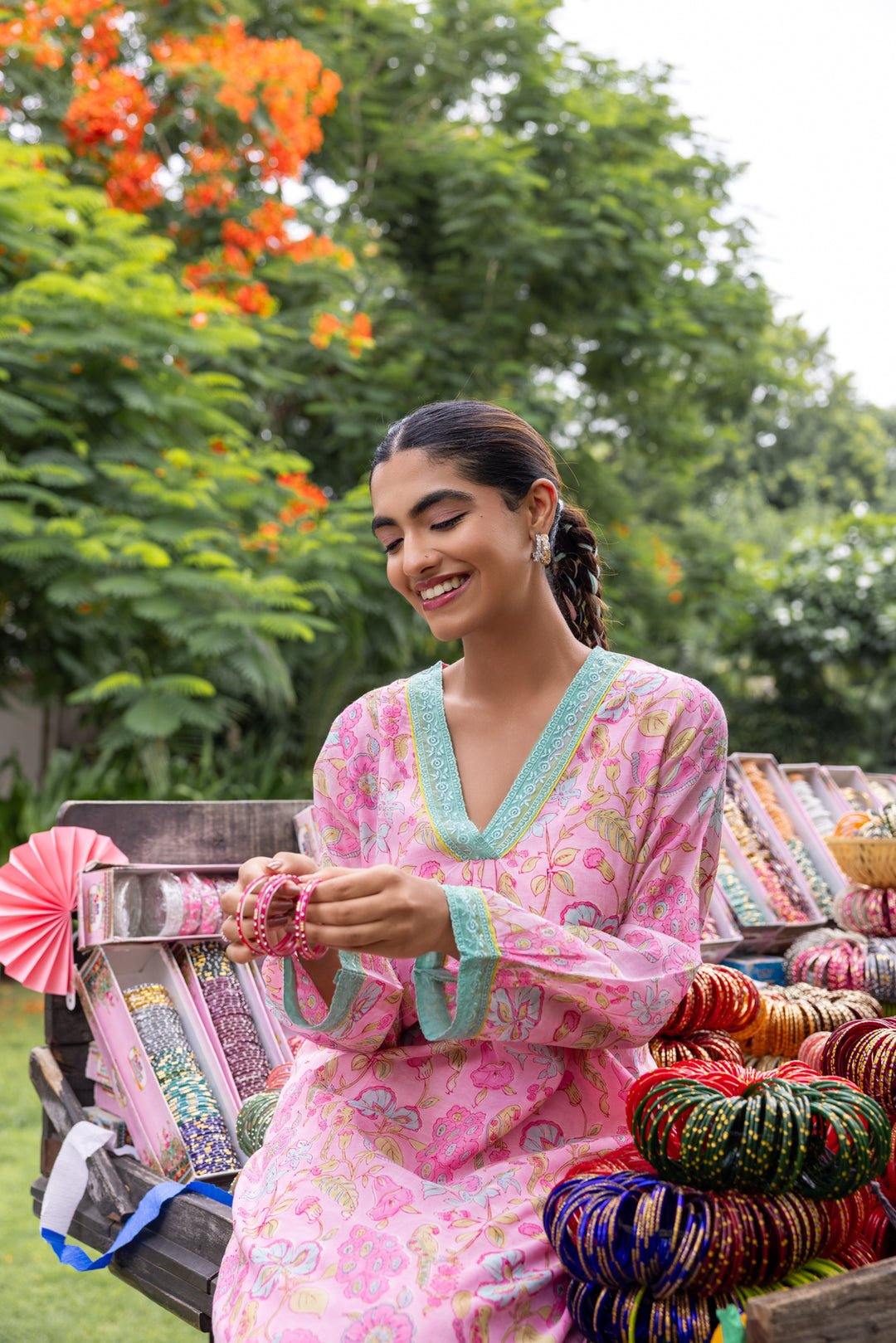 Cotton Candy Light Pink Chanderi Mulmul Kurta set of 2