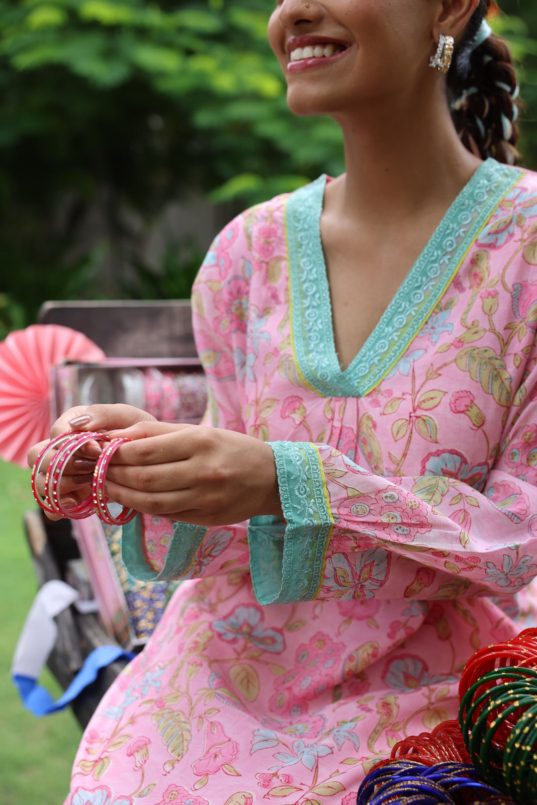 Cotton Candy Light Pink Chanderi Mulmul Kurta set of 2