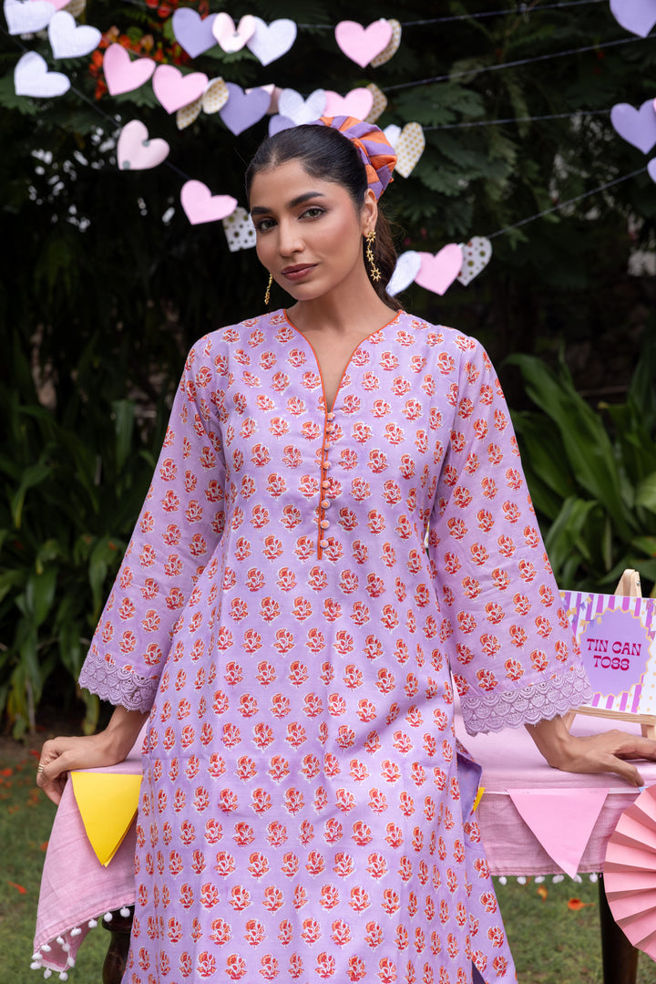 Rangmela Purple Cotton Silk Long Kurta Set of 2