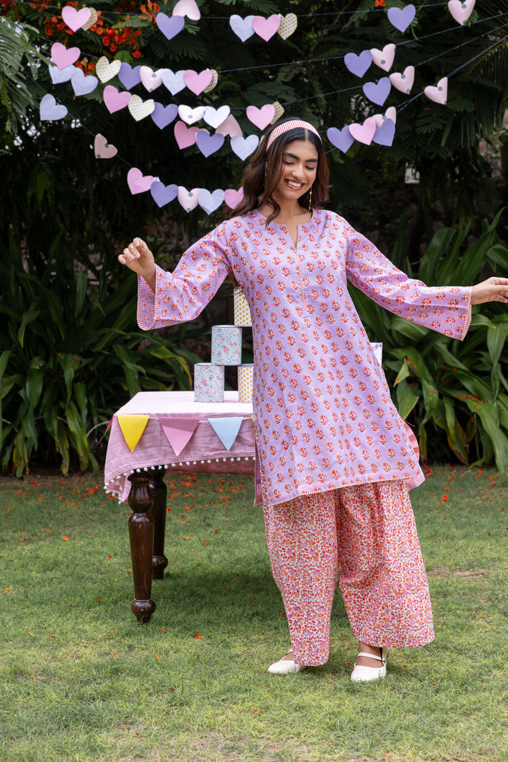 Rangmela Purple Cotton Silk Co-ord Set of 2