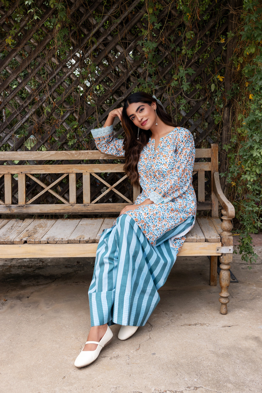 Rangmela Blue Cotton Silk Short Kurta Set of 2