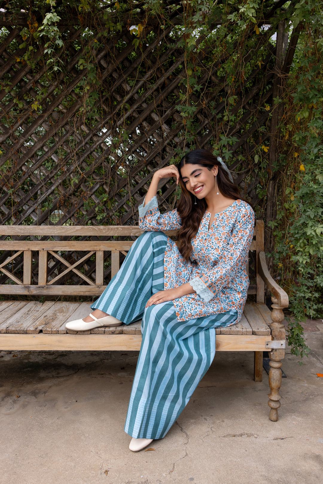 Rangmela Blue Cotton Silk Short Kurta Set of 2