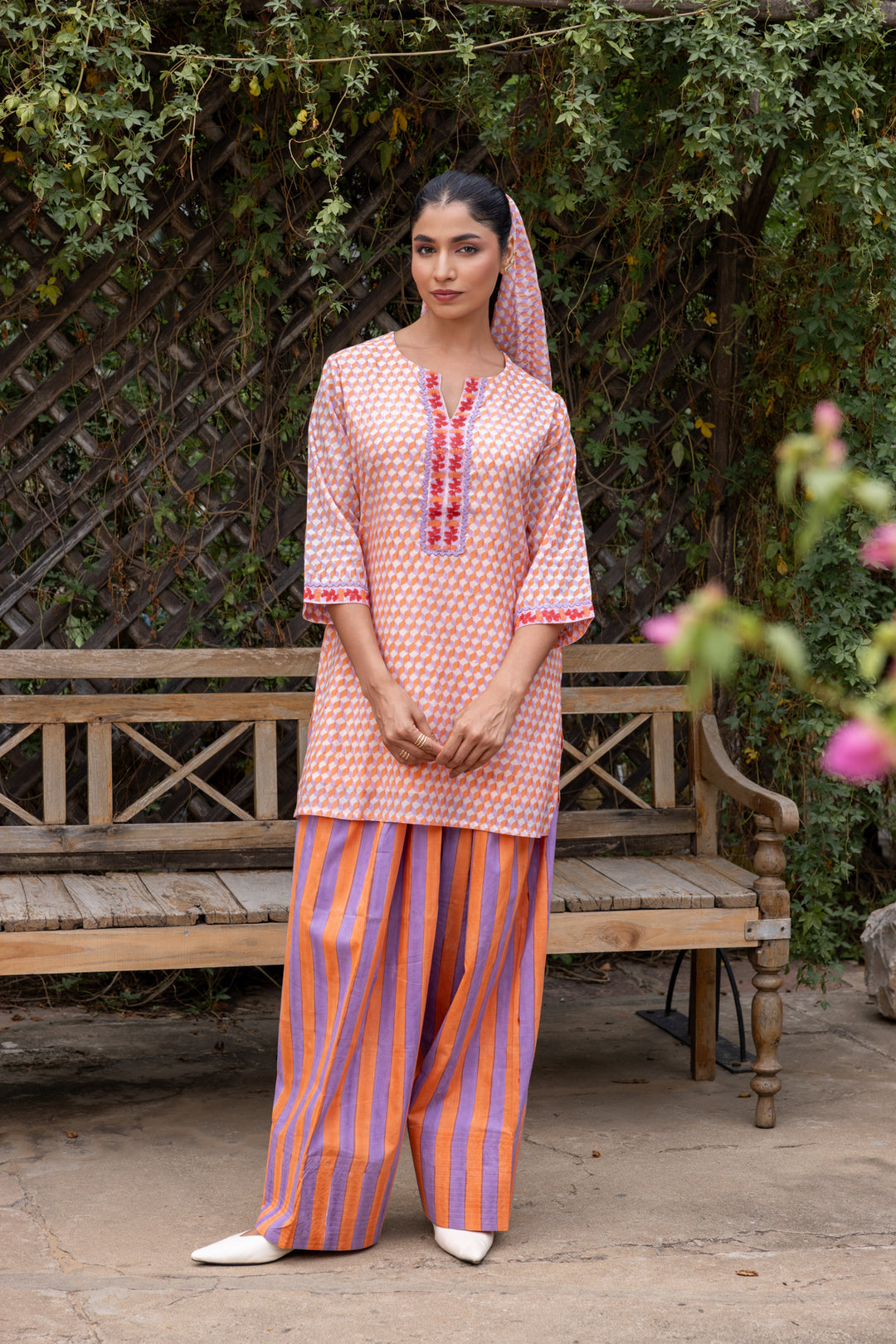 Rangmela Orange Cotton Silk Co-ord Set of 2