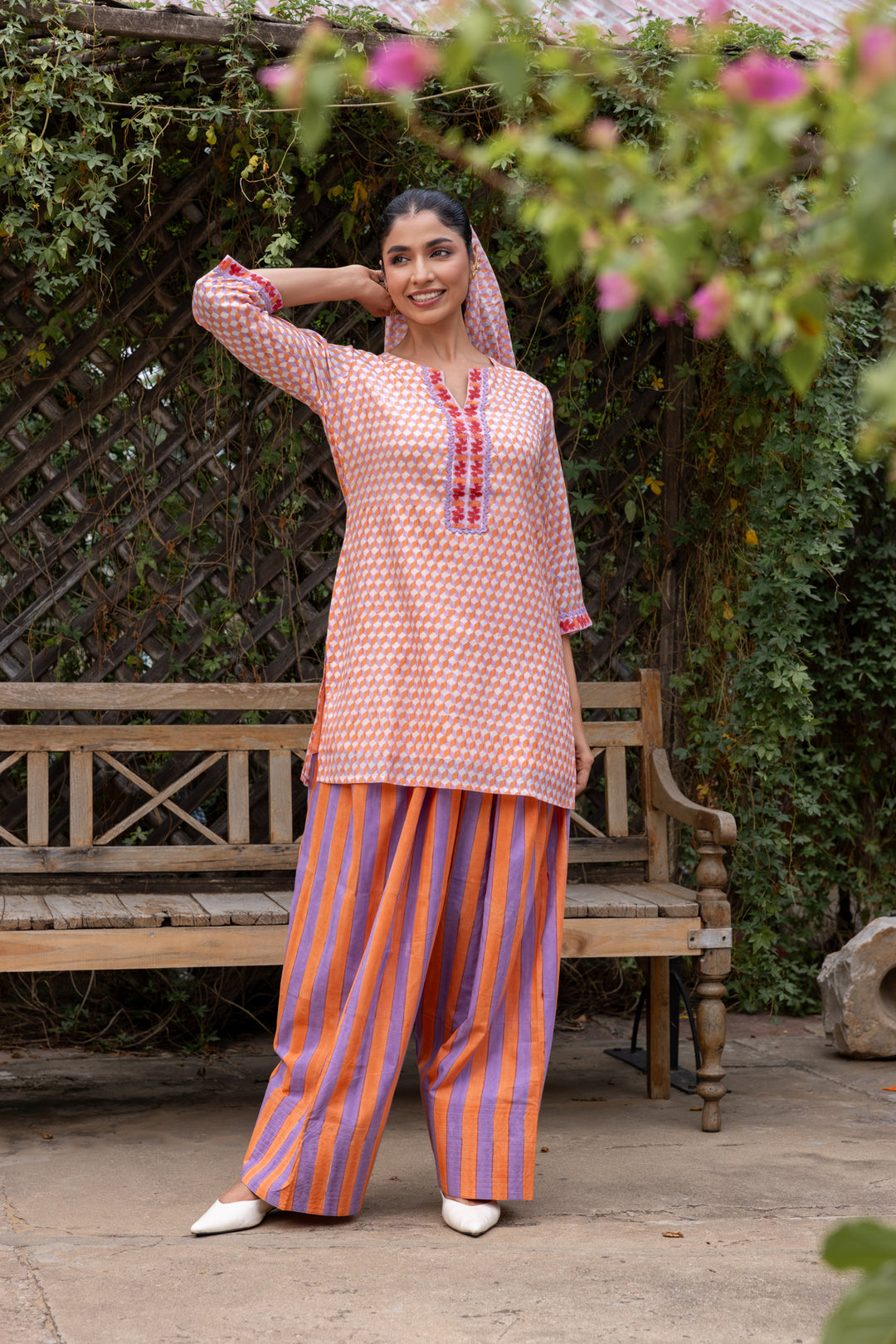 Rangmela Orange Cotton Silk Co-ord Set of 2