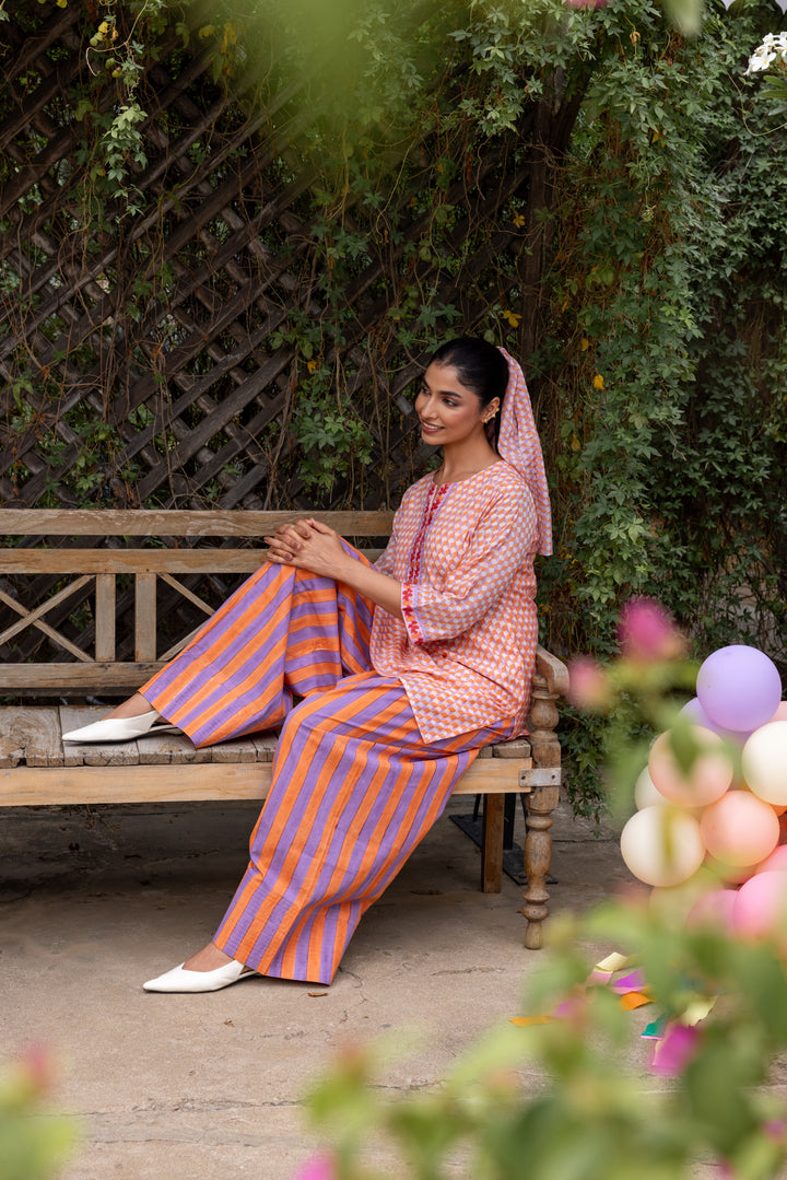Rangmela Orange Cotton Silk Co-ord Set of 2