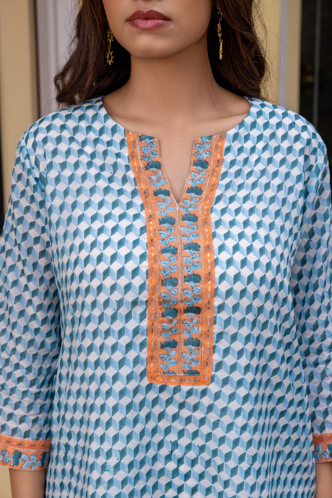 Rangmela Blue Cotton Silk Short Kurta Set of 2