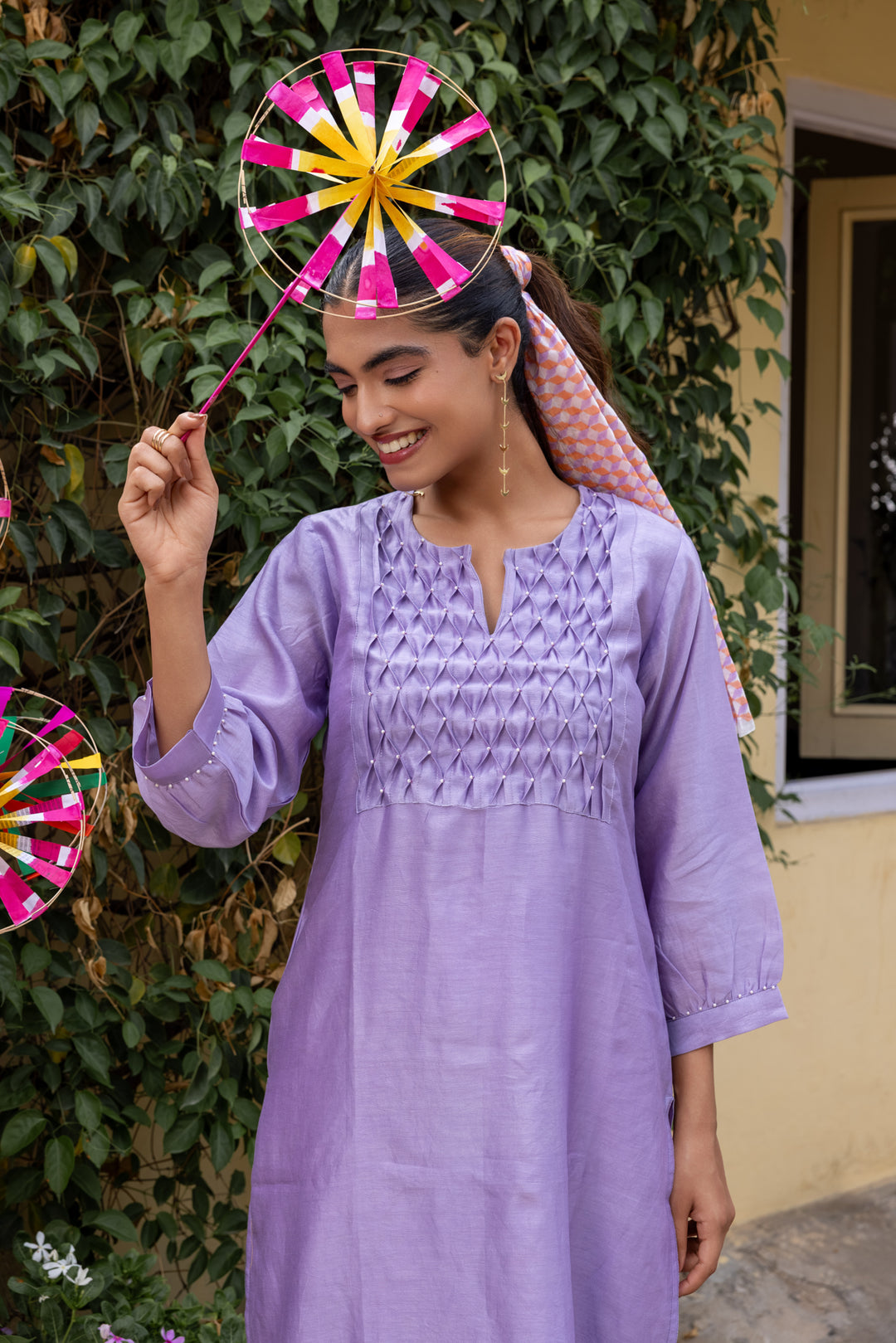 Rangmela Purple Solid Cotton Silk Long Kurta Set of 2