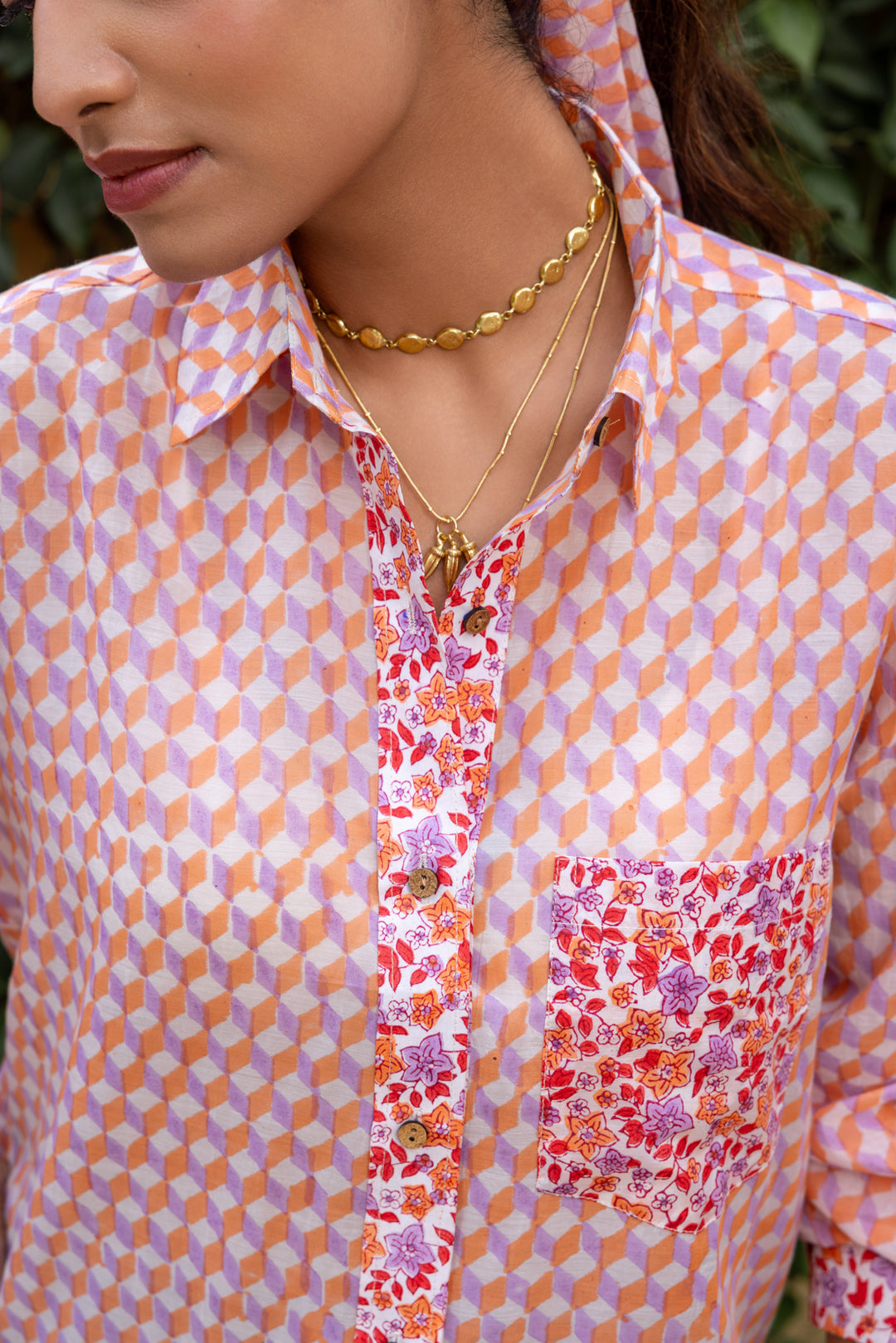 Rangmela Orange Cotton Silk Shirt