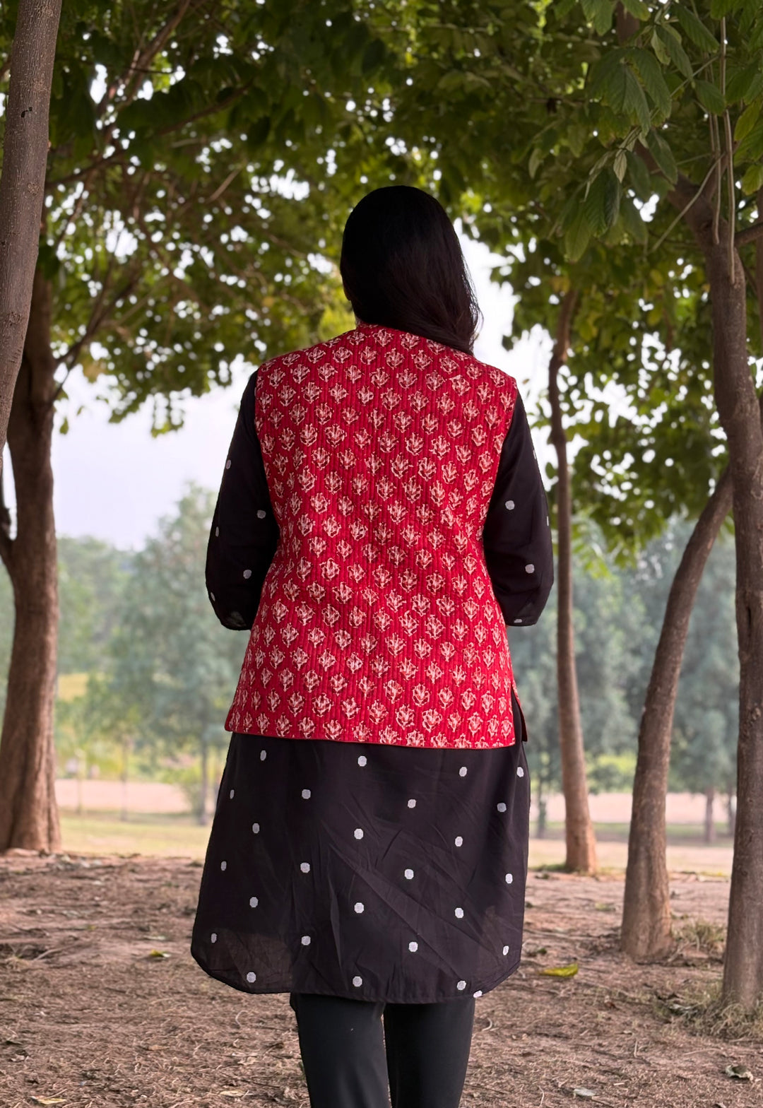 Reversible Quilted Sleeveless Red Jacket