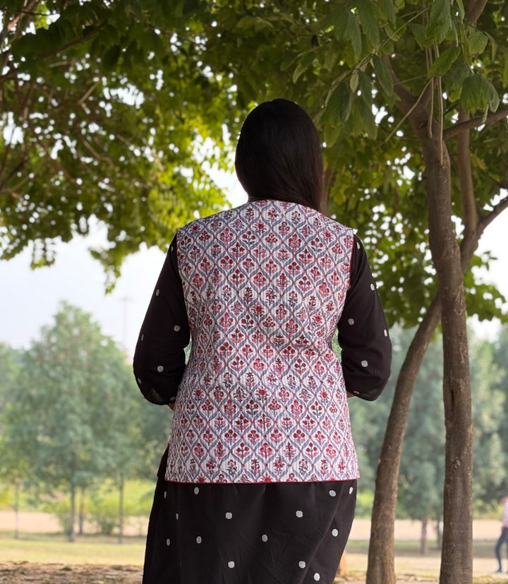 Reversible Quilted Sleeveless Grey Jacket