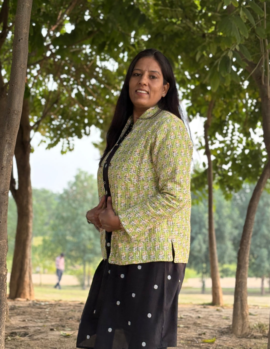 Reversible Quilted Full Sleeve Green Jacket