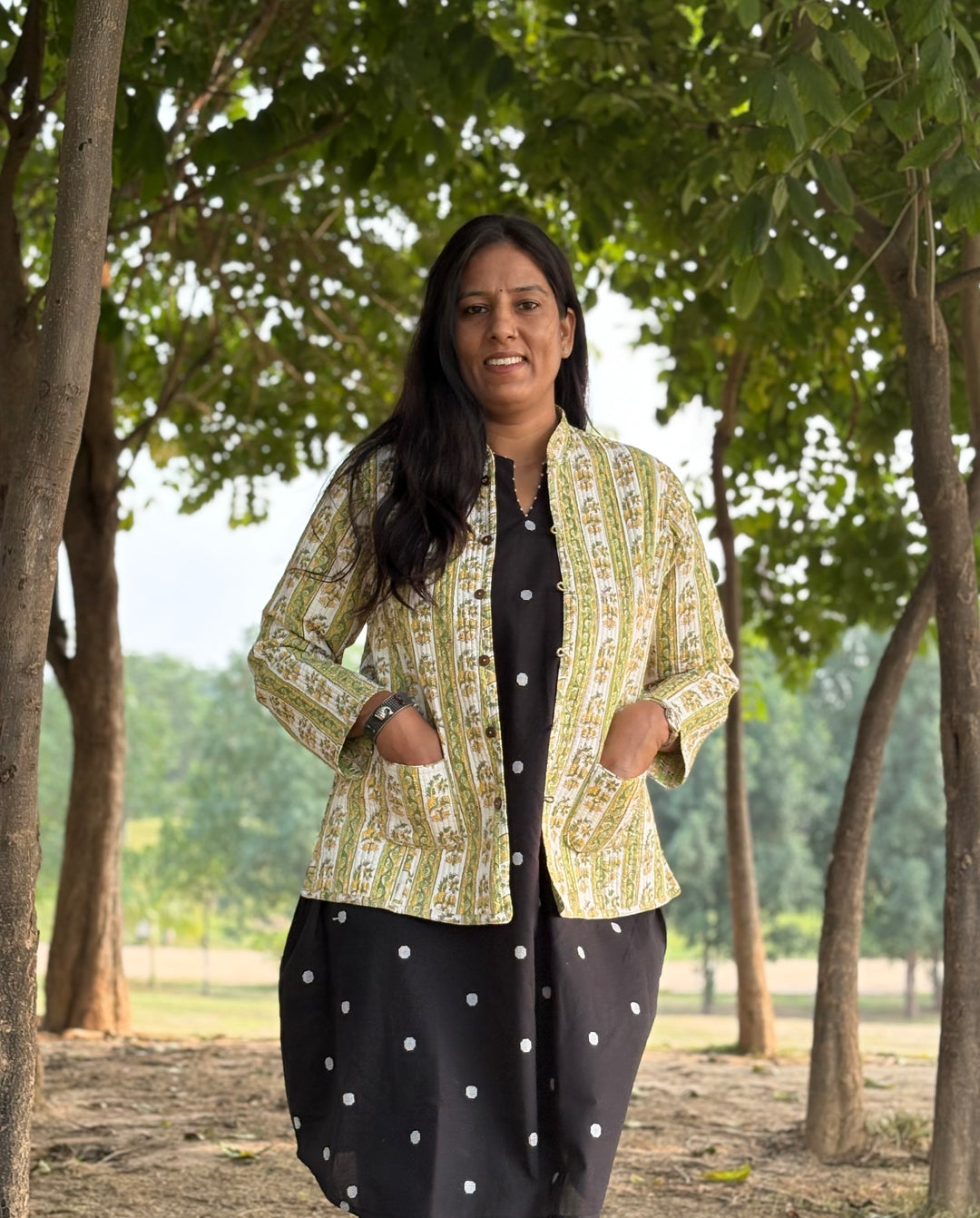 Reversible Quilted Full Sleeve Green Jacket