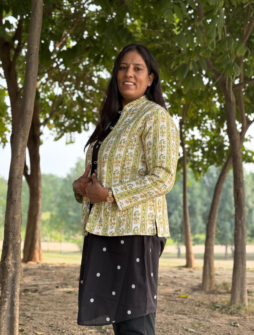 Reversible Quilted Full Sleeve Green Jacket