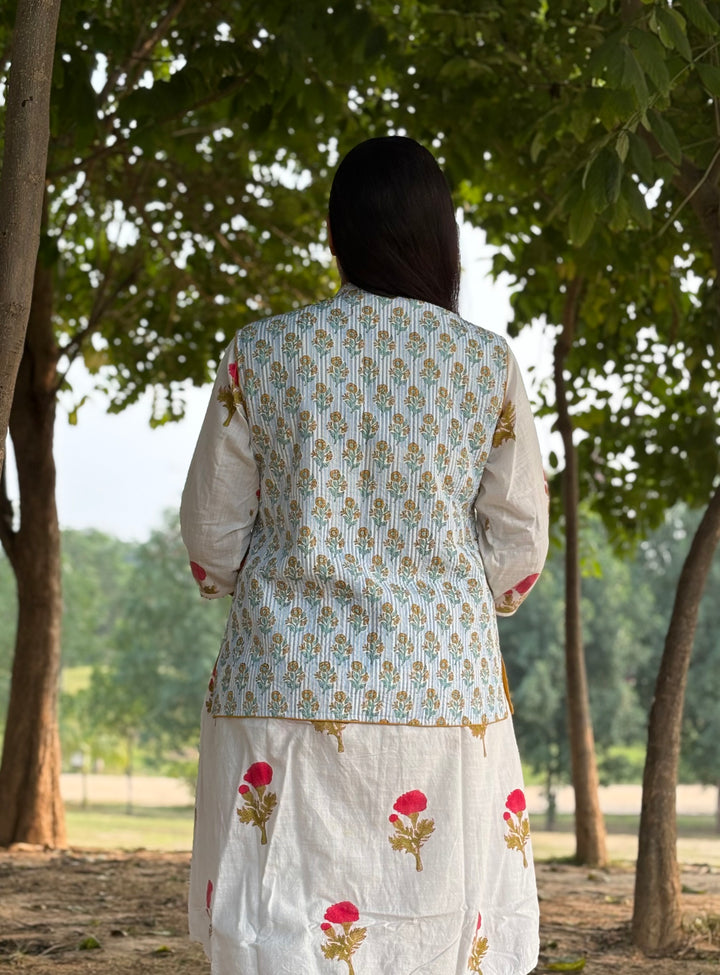 Reversible Quilted Sleeveless White Jacket