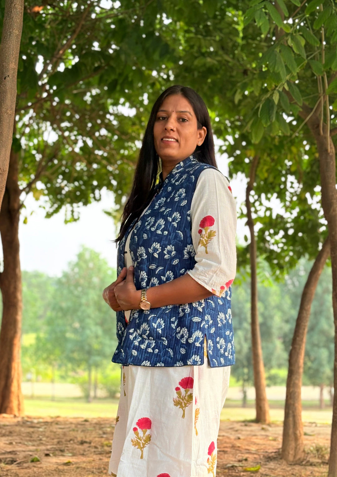 Reversible Quilted Sleeveless Indigo Jacket