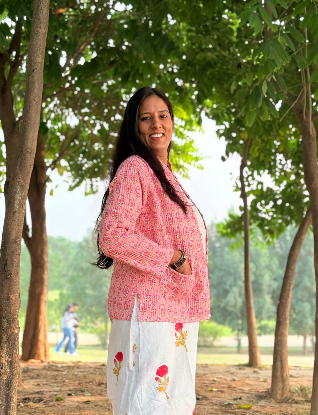 Reversible Quilted Full Sleeve Pink Jacket