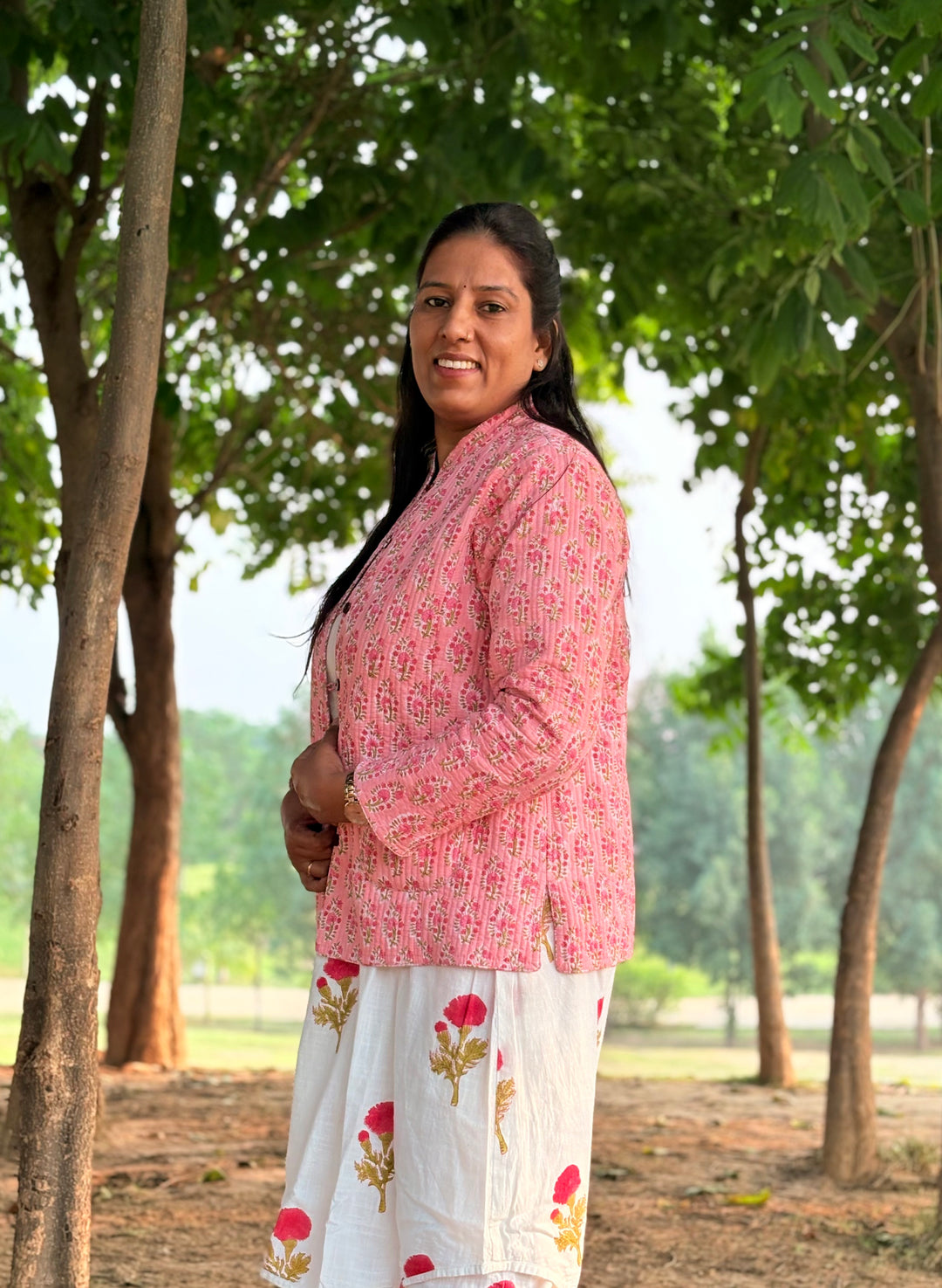 Reversible Quilted Full Sleeve Pink Jacket