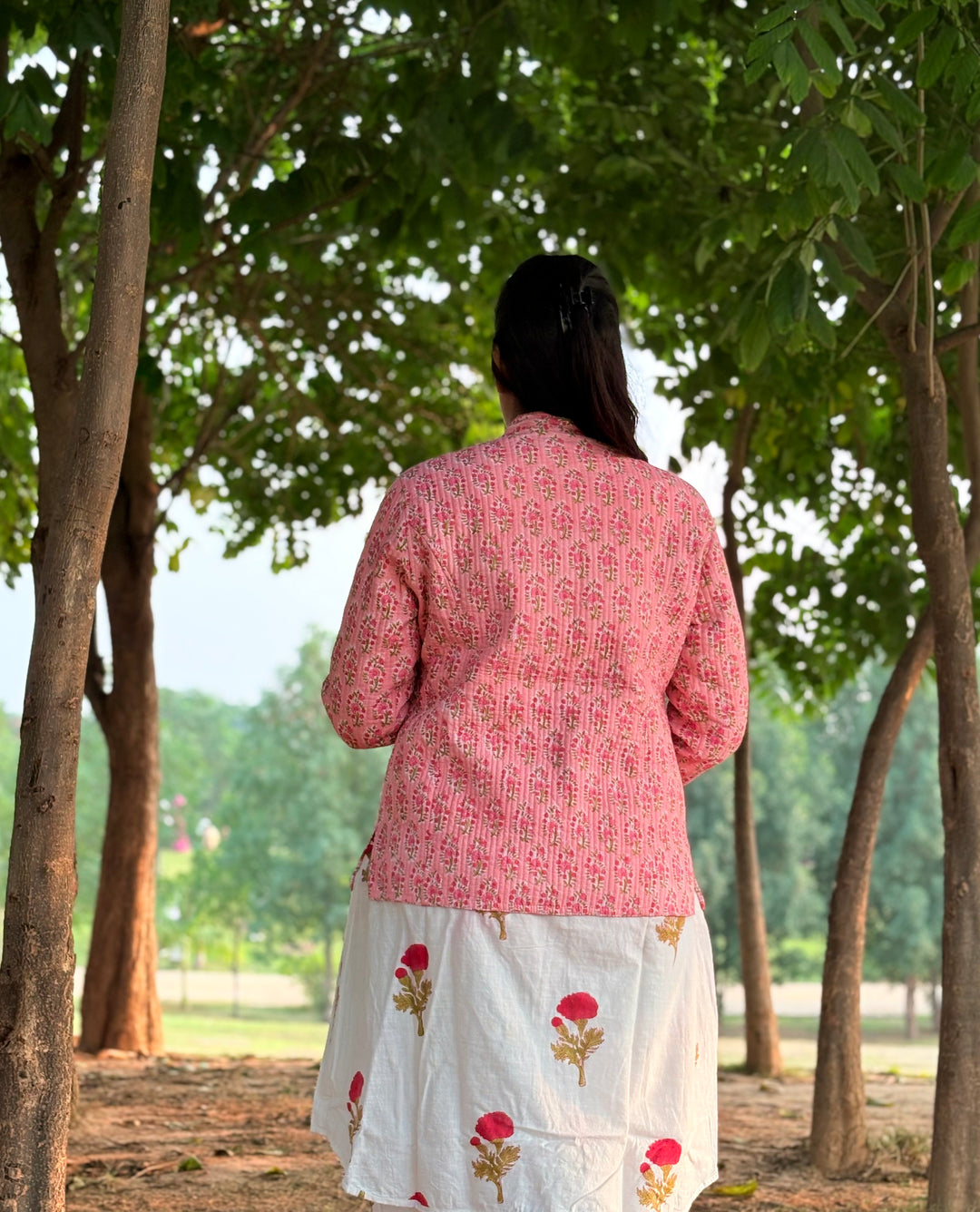 Reversible Quilted Full Sleeve Pink Jacket