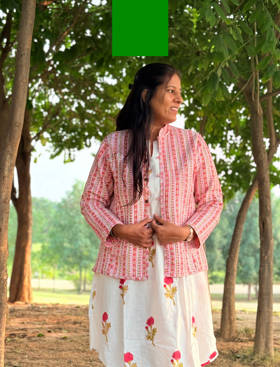 Reversible Quilted Full Sleeve Pink Jacket