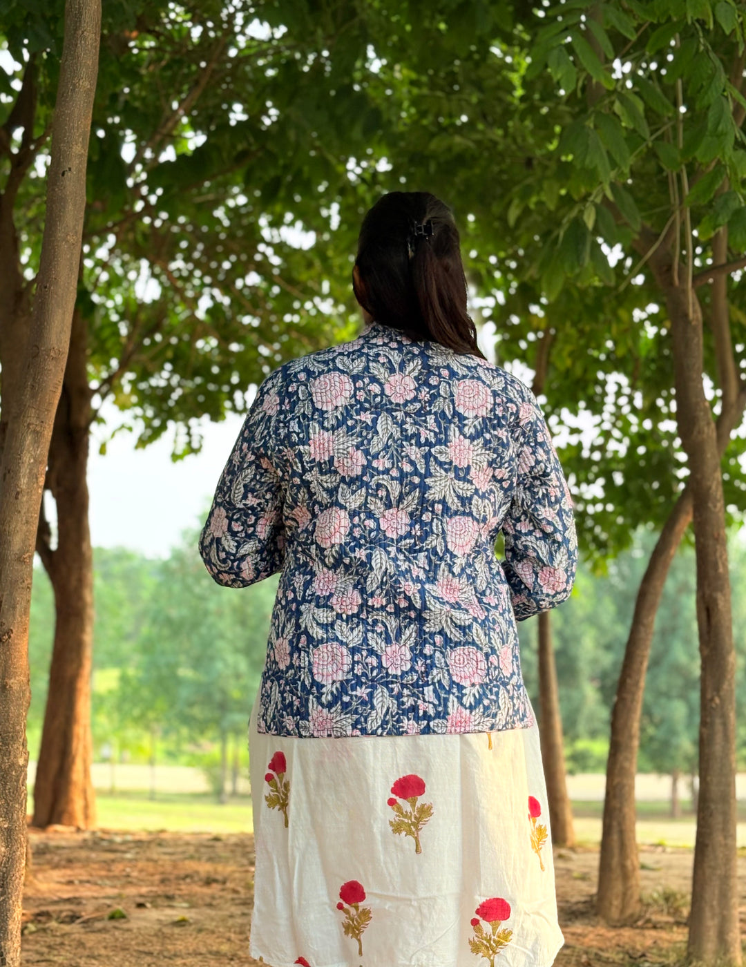 Reversible Quilted Full Sleeve Blue Jacket