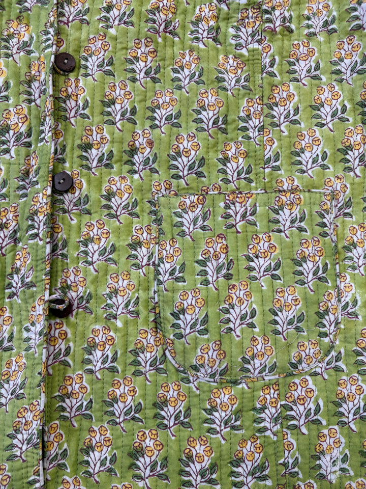 Reversible Quilted Full Sleeve Green Jacket