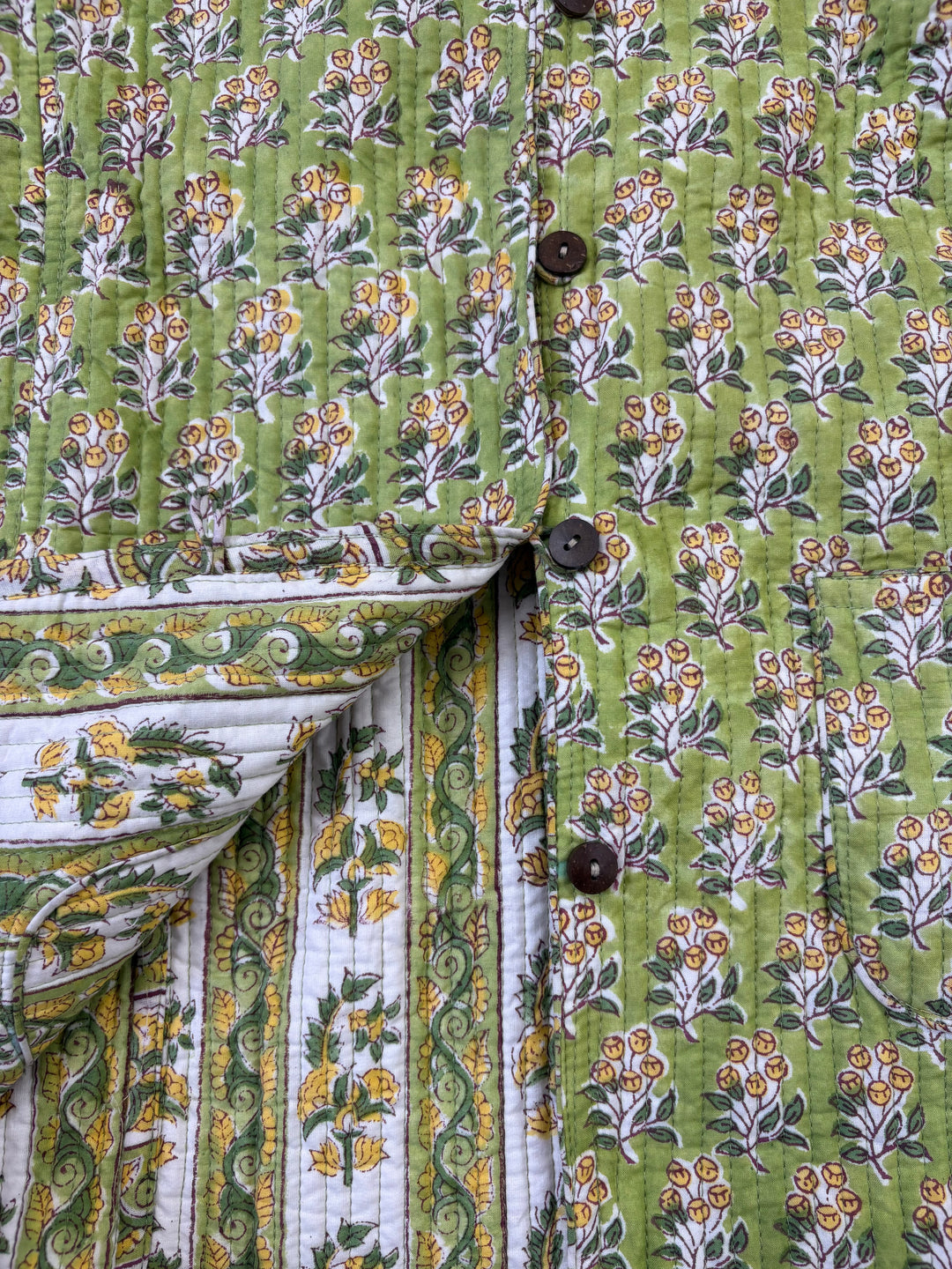 Reversible Quilted Full Sleeve Green Jacket