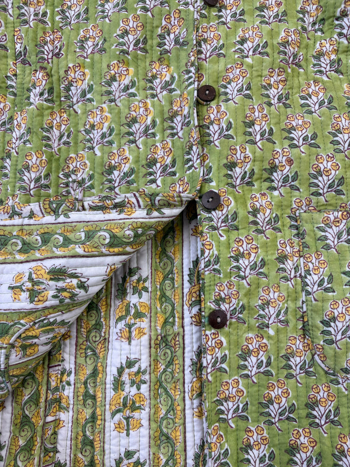 Reversible Quilted Full Sleeve Green Jacket