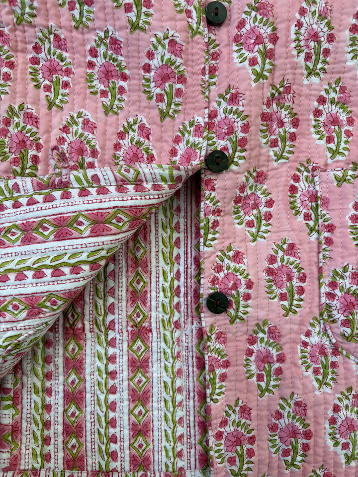 Reversible Quilted Full Sleeve Pink Jacket
