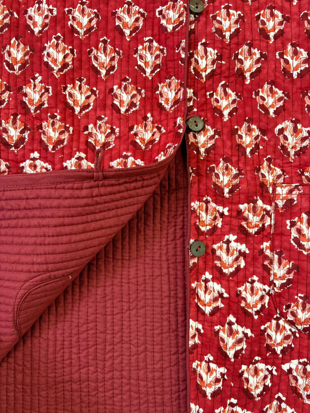 Reversible Quilted Sleeveless Red Jacket