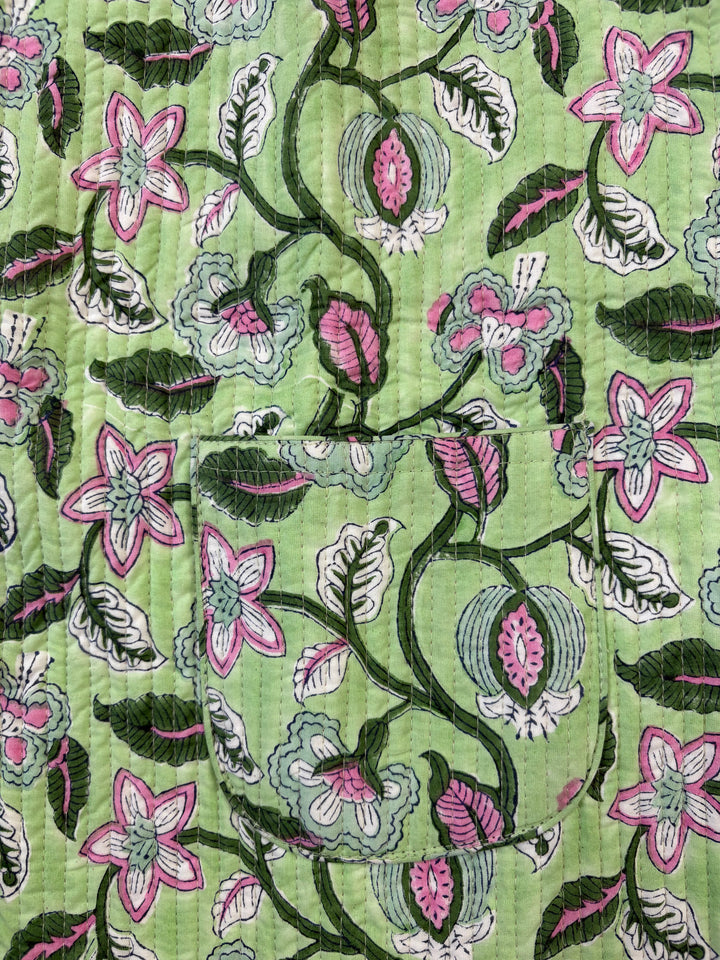 Reversible Quilted Sleeveless Green Jacket