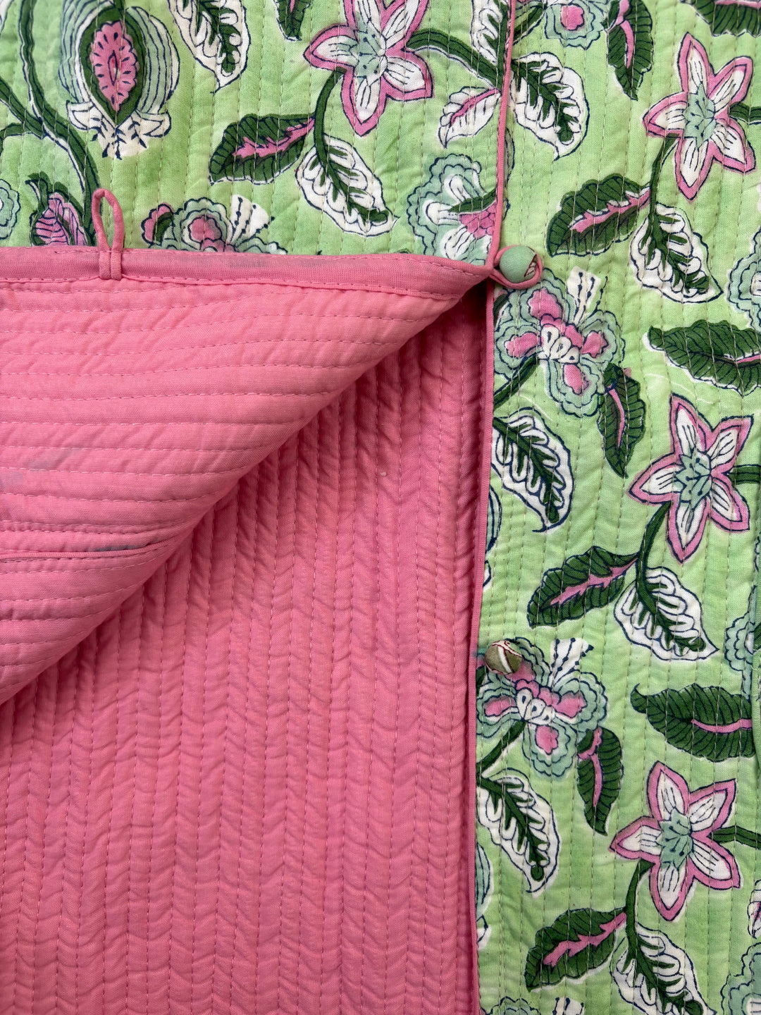 Reversible Quilted Sleeveless Green Jacket