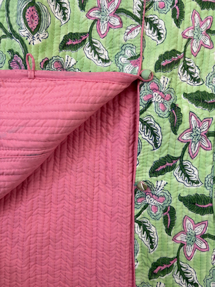 Reversible Quilted Sleeveless Green Jacket