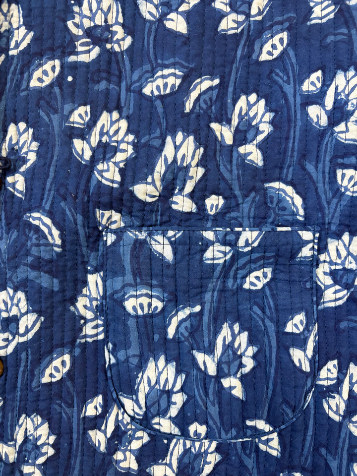 Reversible Quilted Sleeveless Indigo Jacket