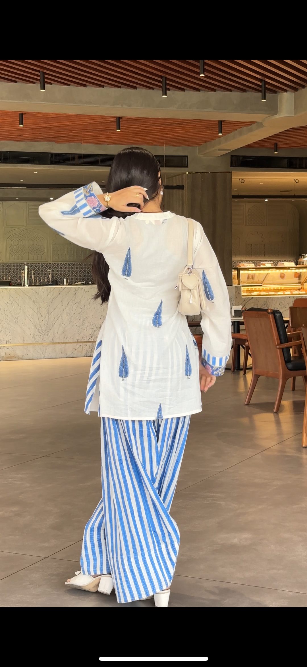 Safaid White Kurta with Blue Farshi Salwar Set of 2