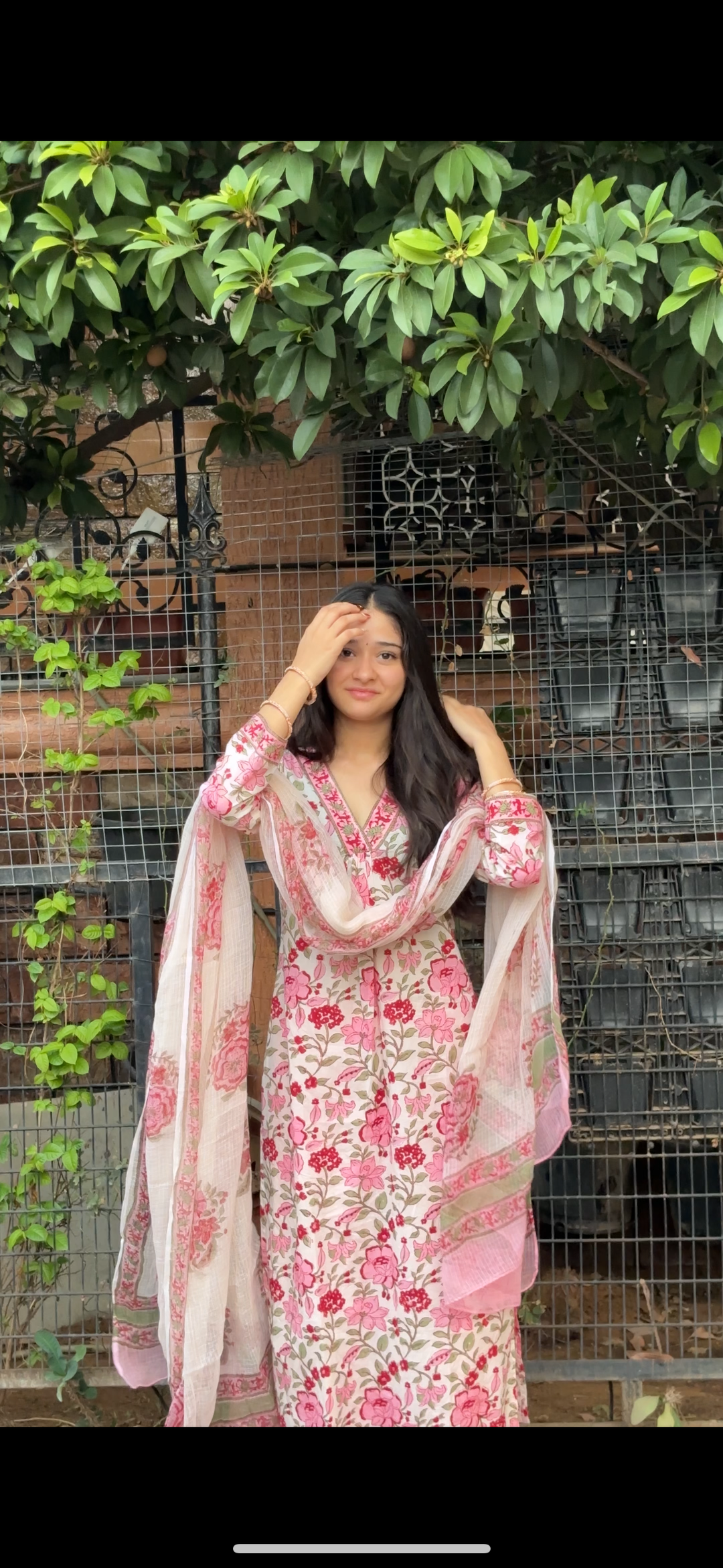 Rangrez White & Pink Jaal Cotton Kurta Set of 3