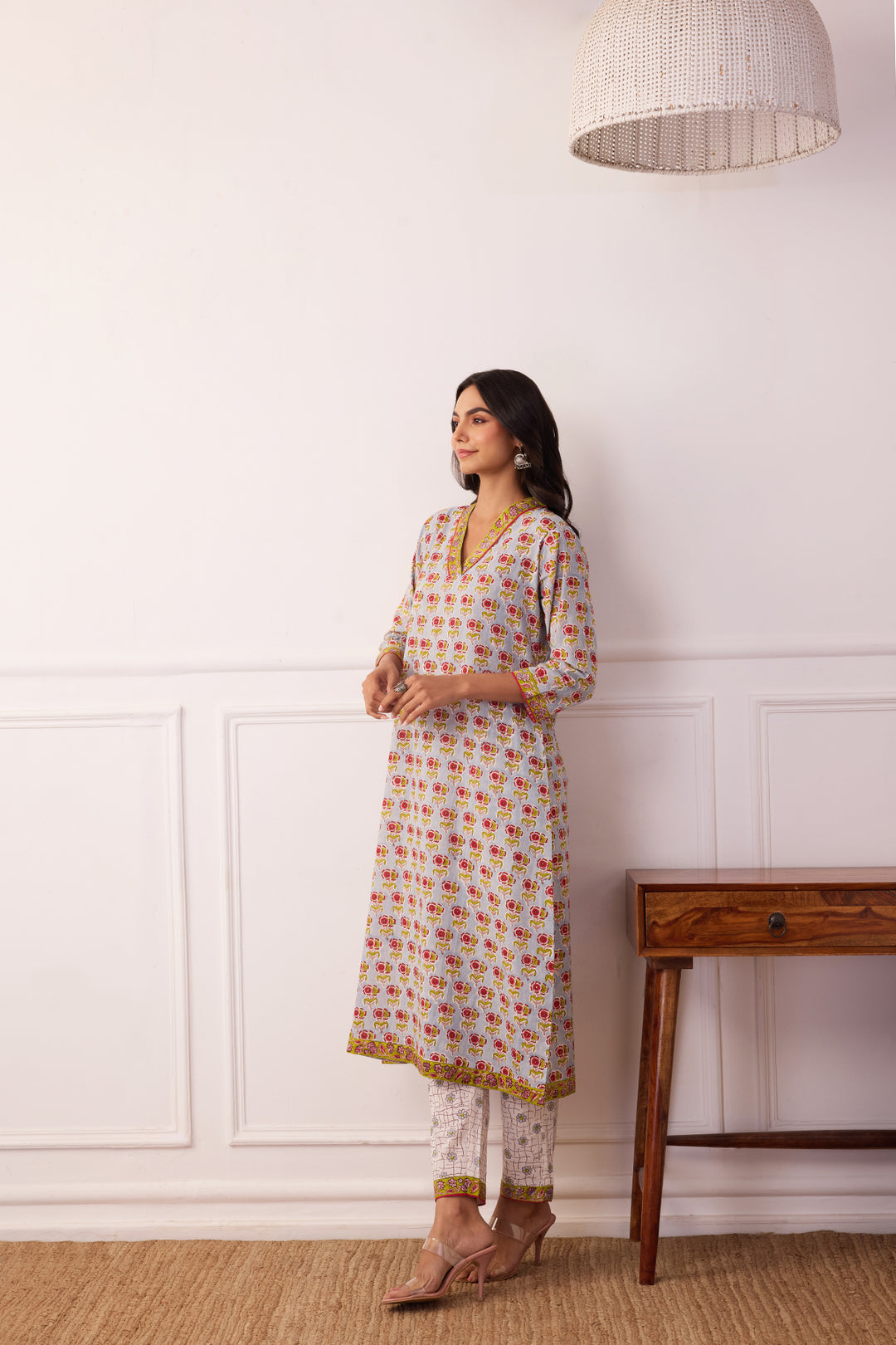 Gul-Posh Grey Cotton Suit Set of 3