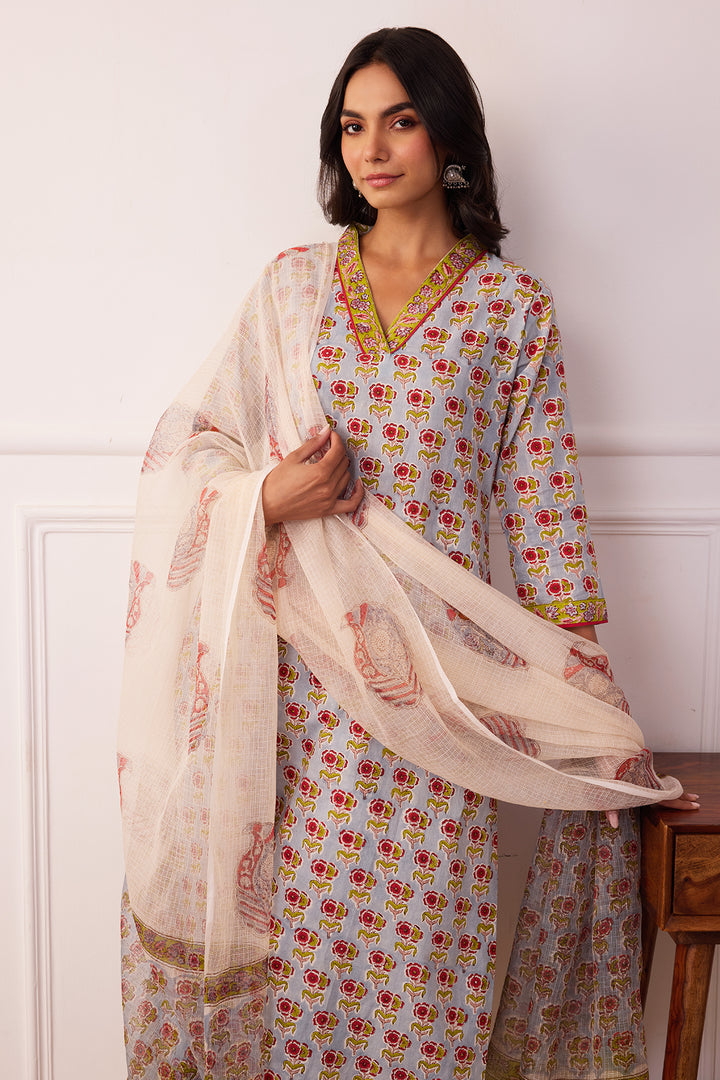 Gul-Posh Grey Cotton Suit Set of 3