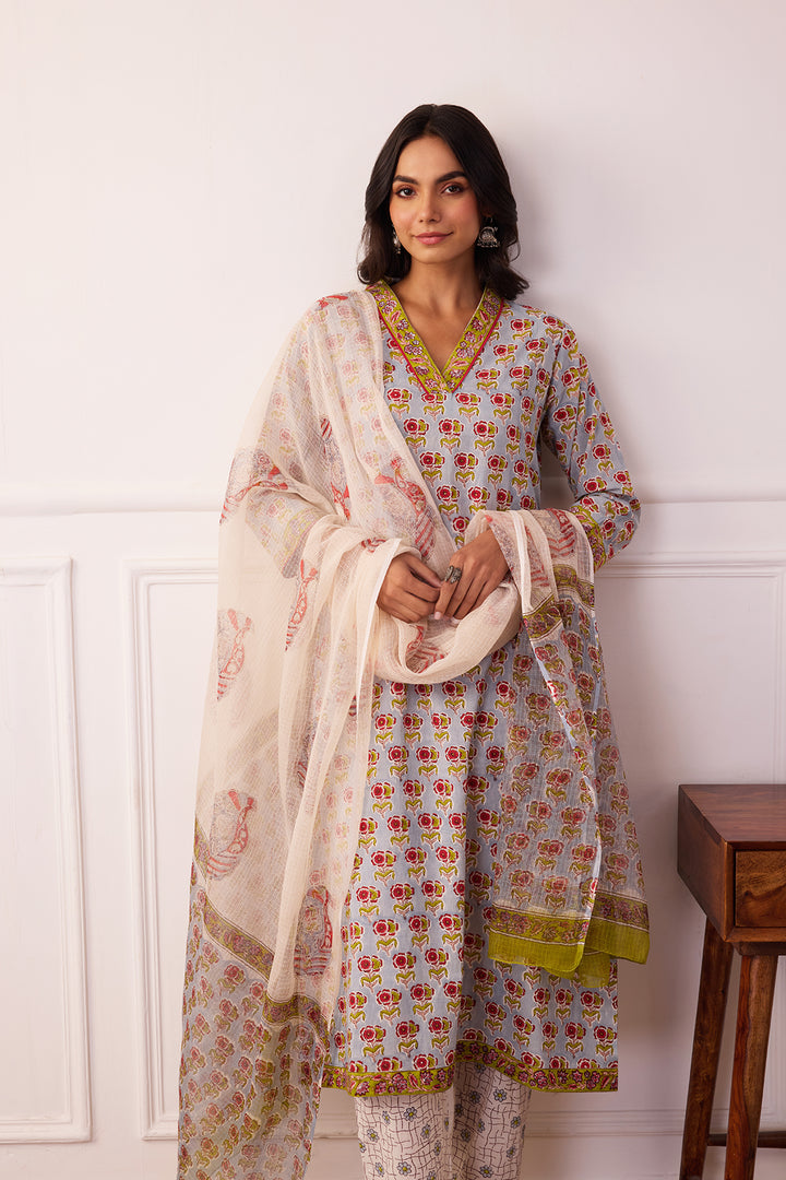 Gul-Posh Grey Cotton Suit Set of 3