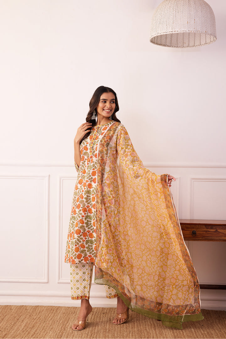 Gul-Posh Orange Cotton Suit Set of 3