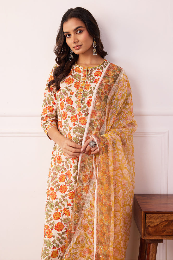 Gul-Posh Orange Cotton Suit Set of 3